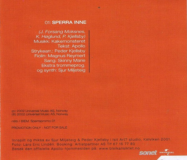 Apollo - Sperra inne (Signert Promo CDS)