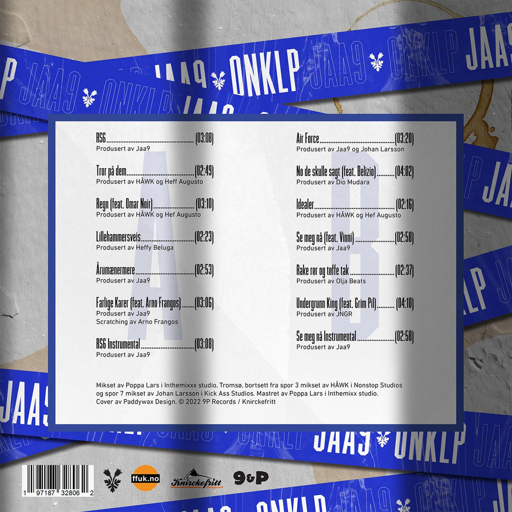 Jaa9 Rapper Jaa9 & OnklP - Rake rør og tøffe tak SIGNERT VINYL – KNIRCKESHOP